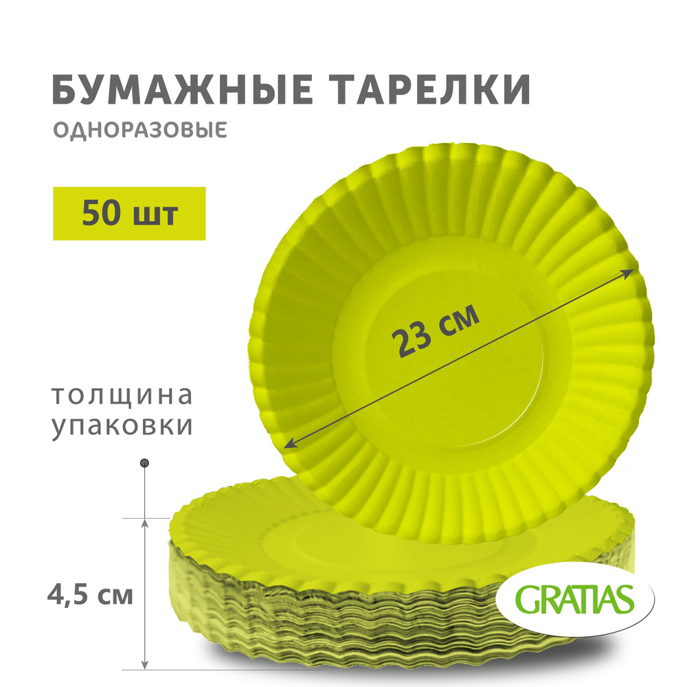 Тарелки бумажные 230 мм 50 штук Салатовые #1