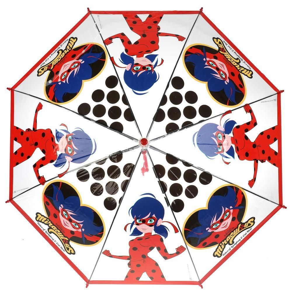 Зонт детский Леди Баг и Супер Кот 50см Играем вместе прозрачный, полуавтомат, со свистком  #1