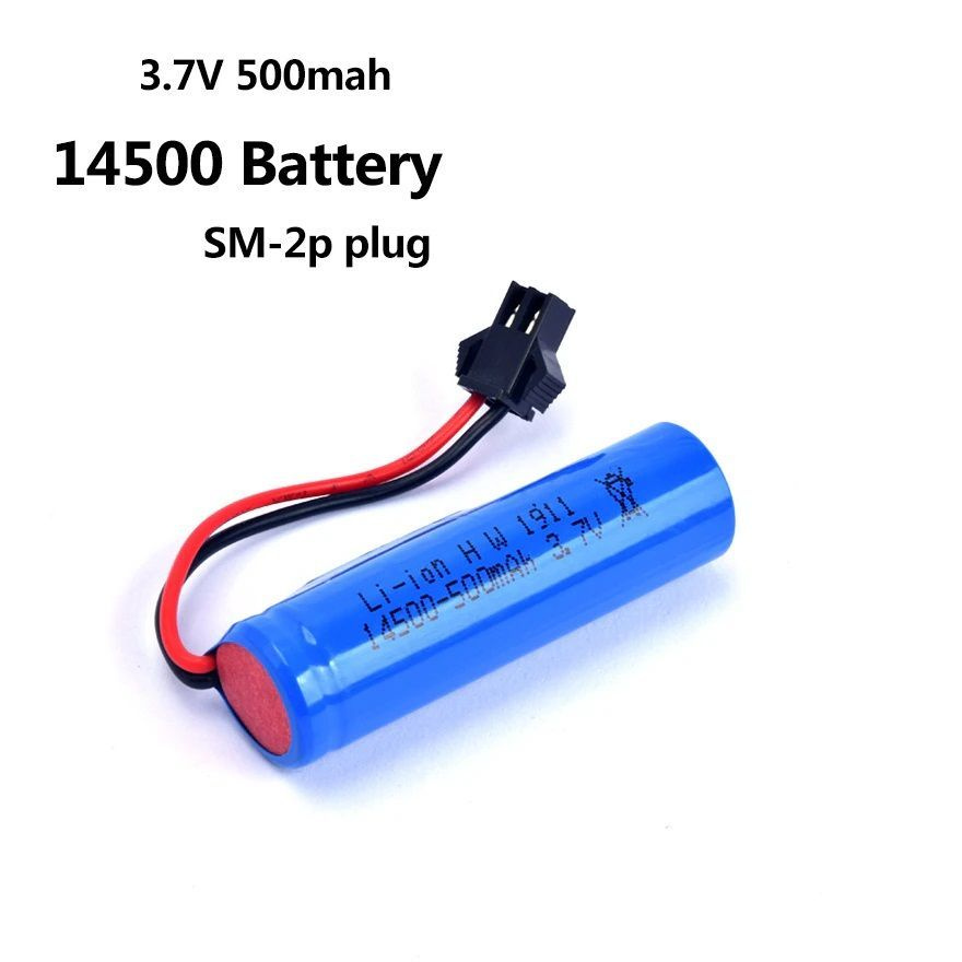 Аккумулятор Lj Li-ion 14500/500 mAh 3.7v батарейка с проводом 500mAh 3,7 вольт разъем SM-2P YP, SM 2Pin #1