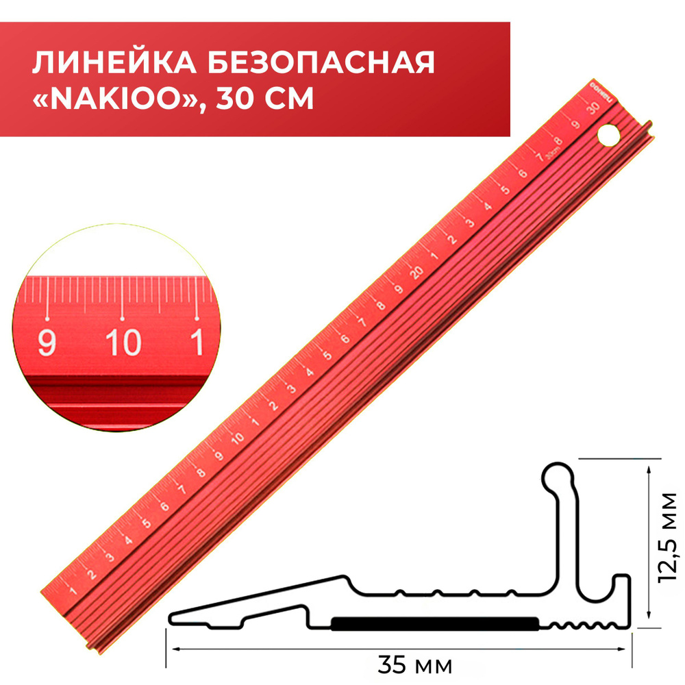 Линейка безопасная Nakioo, 30 см, пурпурный цвет, алюминиевый сплав ...