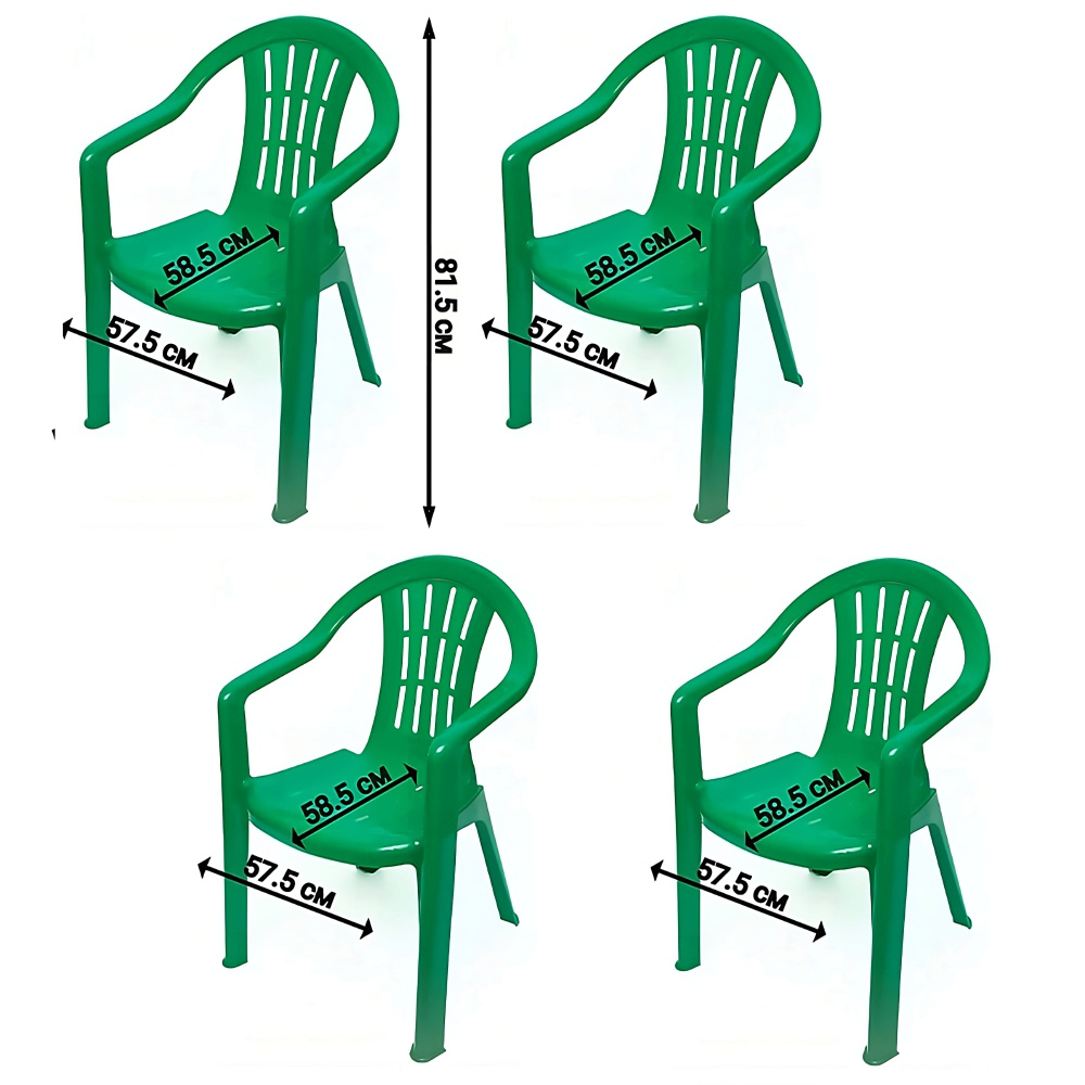 Набор из 4-х пластиковых зеленых стульев 58.5х57.5х81.5 см для кафетерия или столовой, загородного дома, #1