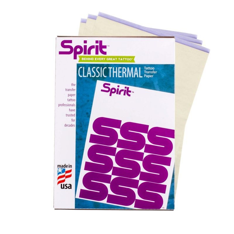 Трансферная бумага Spirit Classic Thermal для тату, машинная A4, для термопринтера упаковка 100 листов #1