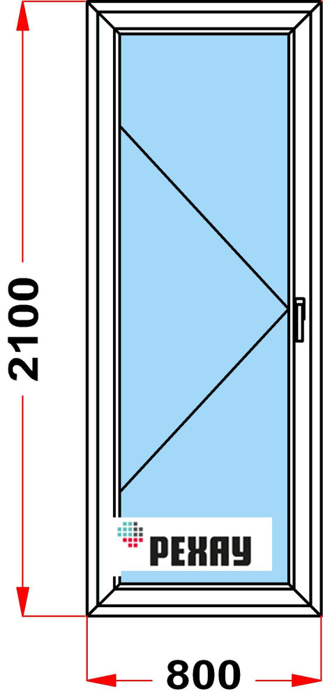 Балконная дверь, профиль РЕХАУ BLITZ (2100 x 800), с поворотной створкой, стеклопакет из 2х стекол, левое #1
