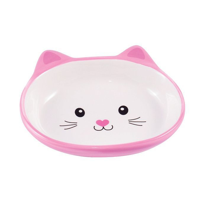 Миска керамическая для кошек Мордочка кошки 160 мл розовая, Mr.Kranch  #1