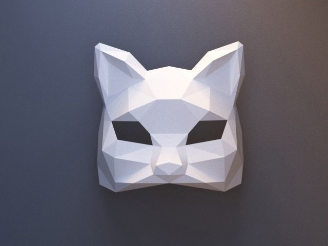 Набор для творчества "Маска Кот" (полигональная фигура, бумажный 3D конструктор, оригами, подарок ребенку) #1