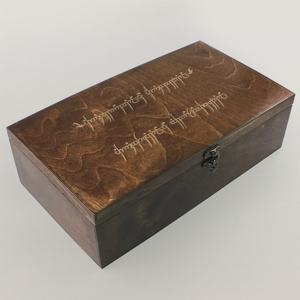 Коробка для чайных пакетиков (Чайница) из дерева, большая, 4 отделения с узором "кино Властелин колец #1