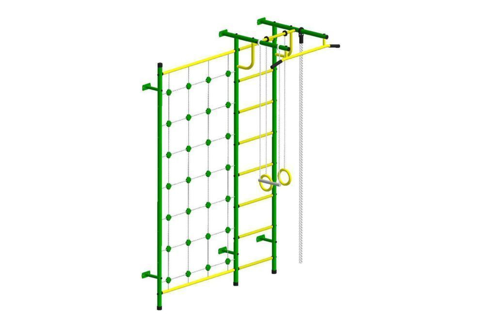 Детский спортивный комплекс "Пионер - С3СМ" зелёно/жёлтый, крепится к стене, до 100 кг  #1