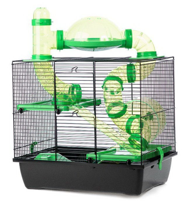 Клетка для грызунов Inter-Zoo G137 ROCKY TERRACE с зелеными аксессуарами (41.5 х 28.5 х 38.5 / 50.0 см) #1