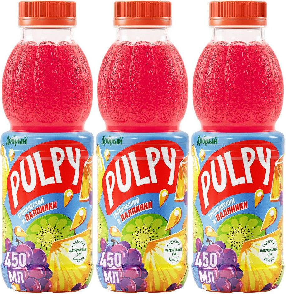 Напиток сокосодержащий Pulpy тропик 0,45 л, комплект: 3 упаковки по 450 г  #1