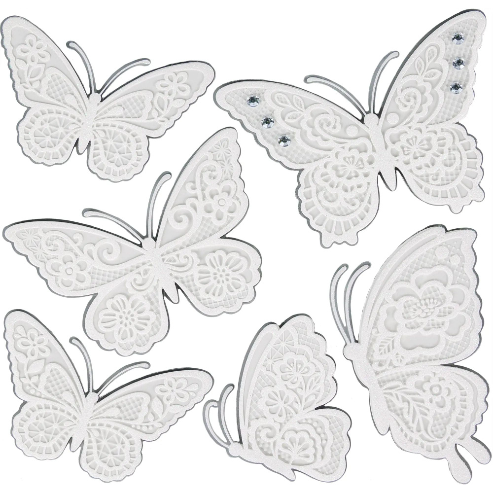 Наклейка 3D "Белые бабочки" #1