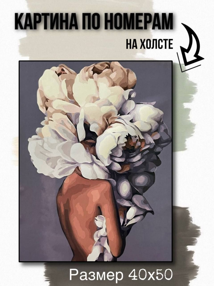 Картина по номерам на холсте с подрамником 40х50 см "Девушка с цветами"  #1