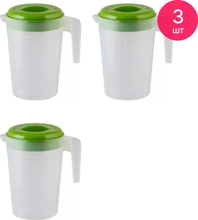 Кувшин для воды Полимербыт с крышкой, пищевой пластик зеленый 2.5л / графин для напитков / посуда для #1