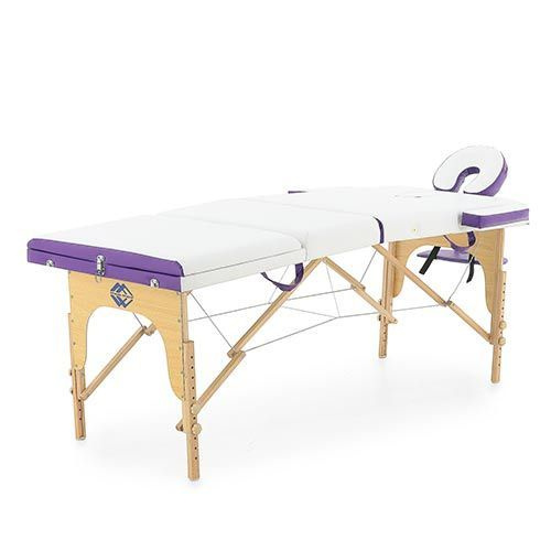 Массажный стол складной Мед-Мос JF-AY01 3-секционный белый/фиолетовый, кушетка косметологическая, для #1