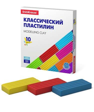 Пластилин 10 цв. Er.Krause Классический "Basic" в к/кор 160гр 50640 (3/7/28)  #1