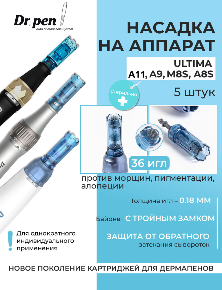 Dr.pen Картридж для дермапен на 36 игл / насадка для аппарата A11/A9/A8s/M8s, 5 шт.  #1