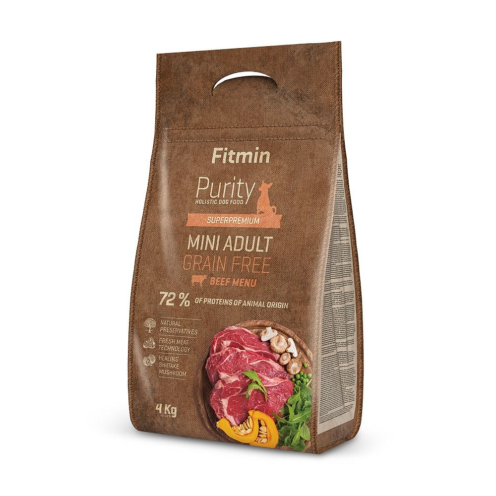 Fitmin Purity Grain Free Adult Mini Beef корм для взрослых собак малых пород, беззерновой, говядина, #1