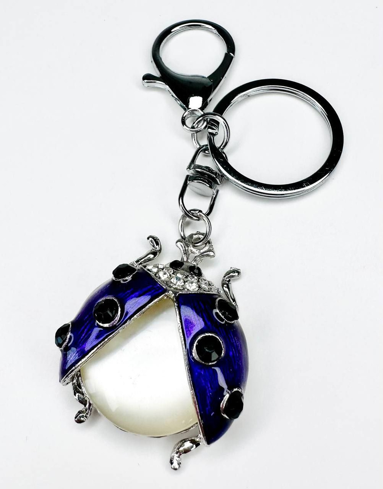 Брелок с карабином для ключей для сумки, большой серебристый брелок с крупными камнями, брелок фиолетовая #1