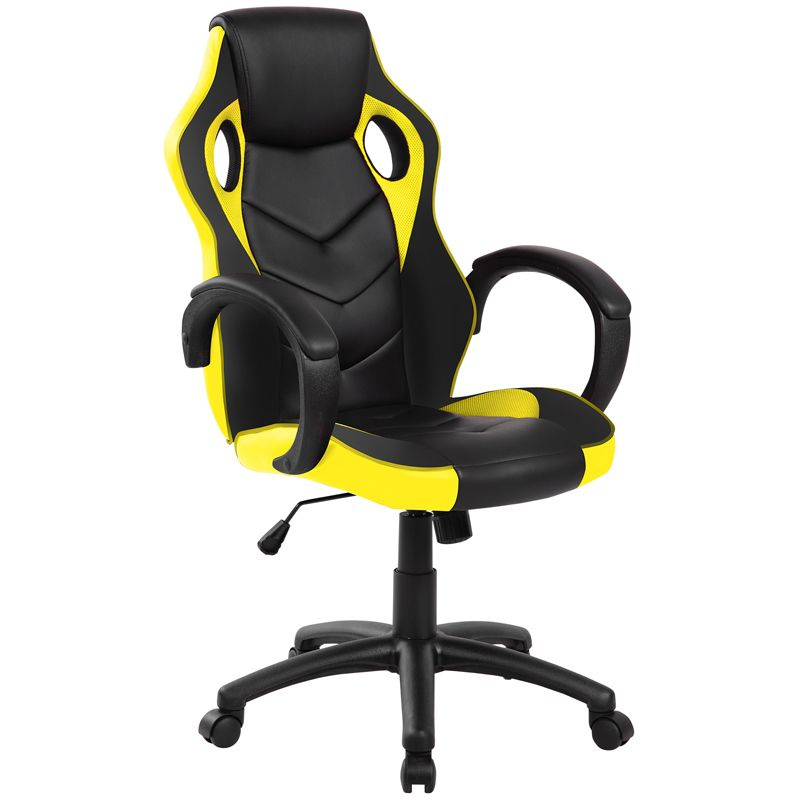 Кресло геймерское Helmi HL-S07 Boost , экокожа/ткань черная/желтая  #1
