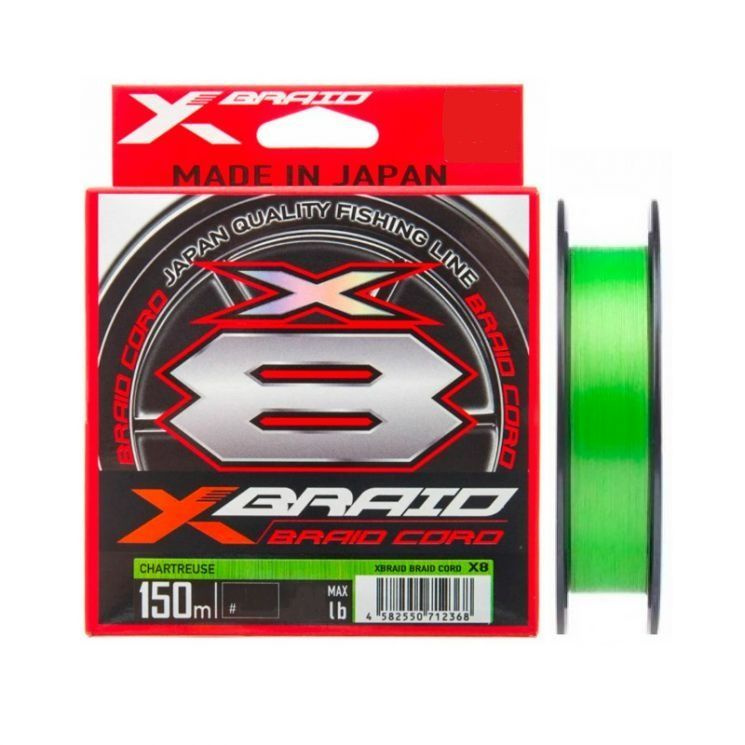 Плетёный шнур YGK X-Braid Braid Cord X8 150m Chartreuse #0.5,0.117mm,12lb,5.4kg #1