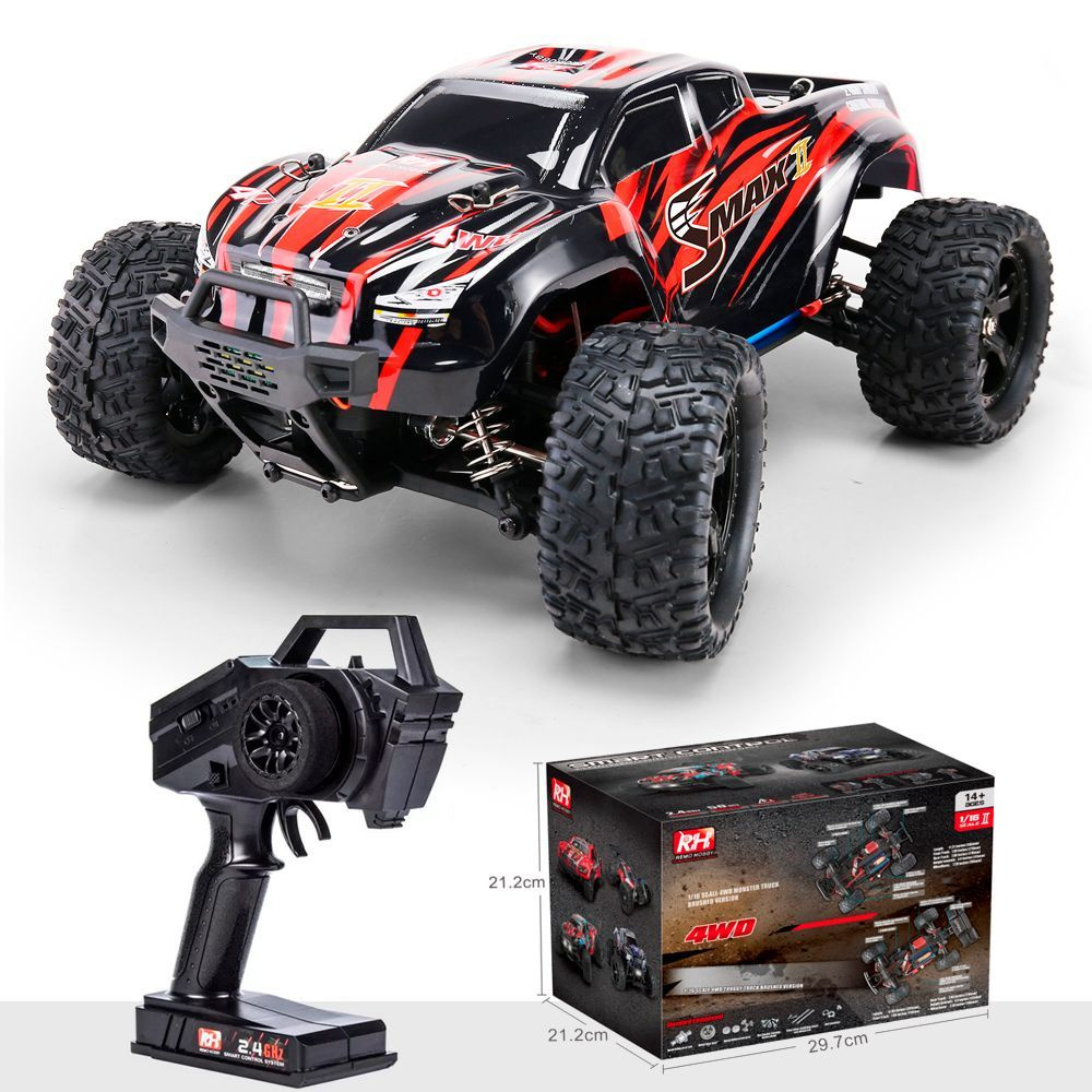 Радиоуправляемая машина монстр Remo Hobby Smax 4WD RH1631 Red, масштаб  1:16, 29 см, Красный / детская машинка на пульте управления - купить с  доставкой по выгодным ценам в интернет-магазине OZON (251747159)