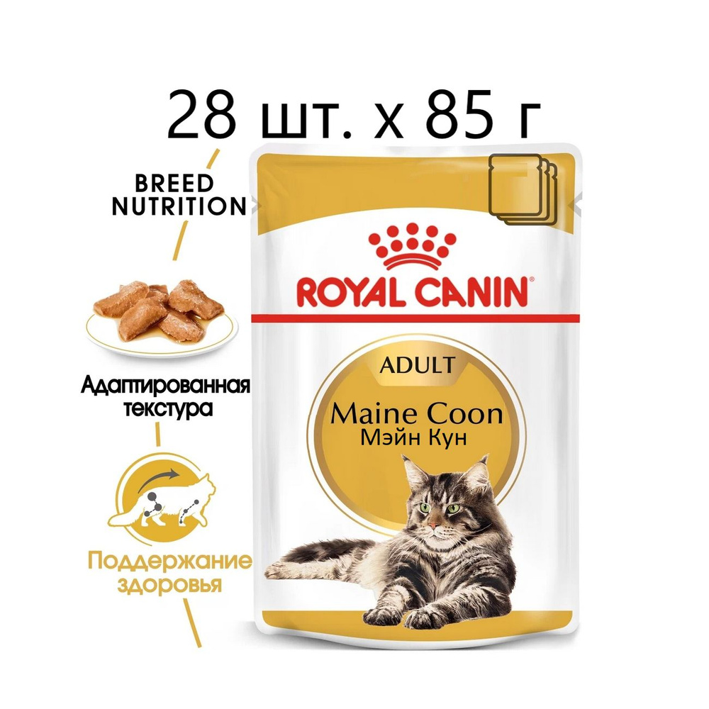 Влажный корм для кошек Royal Canin Maine Coon Adult, для взрослых кошек породы мейн-кун, 28 шт. х 85 #1