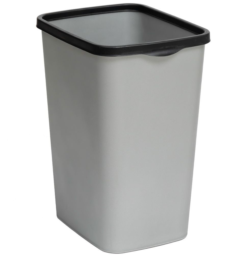 Ведро для мусора 10л с фиксатором пакета серый металлик с черным прямоугольное (23,5х19,5 h29см)  #1