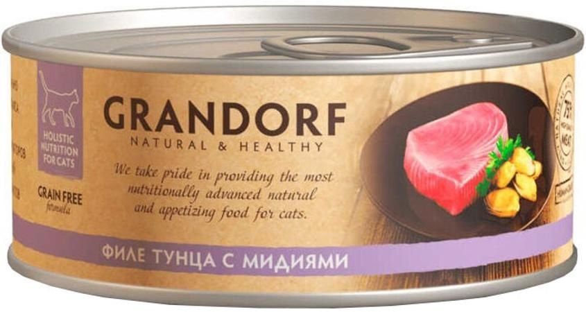 Корм Grandorf Tuna & Mussel (консерв.) для кошек (беззерновой), филе тунца с мидиями, 70 г x 6 шт  #1