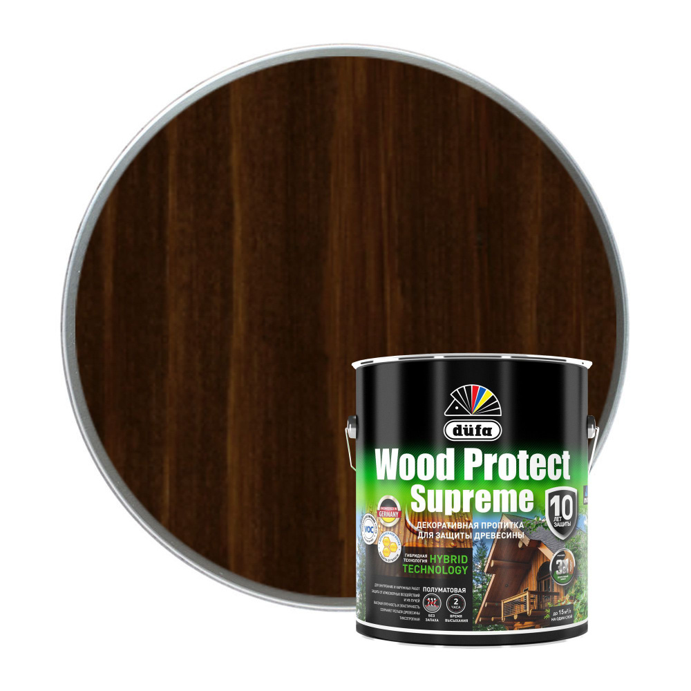 Пропитка декоративная для защиты древесины алкидная Dufa Wood Protect Supreme палисандр 2,5 л  #1