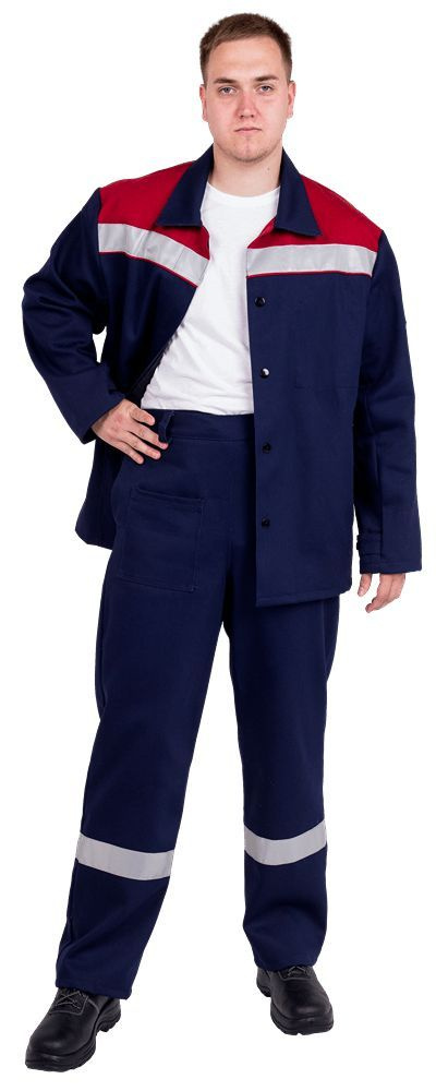Костюм рабочий мужской Геракл 194-200/48-50 т.синий/красный от повышенных температур, куртка и брюки, #1