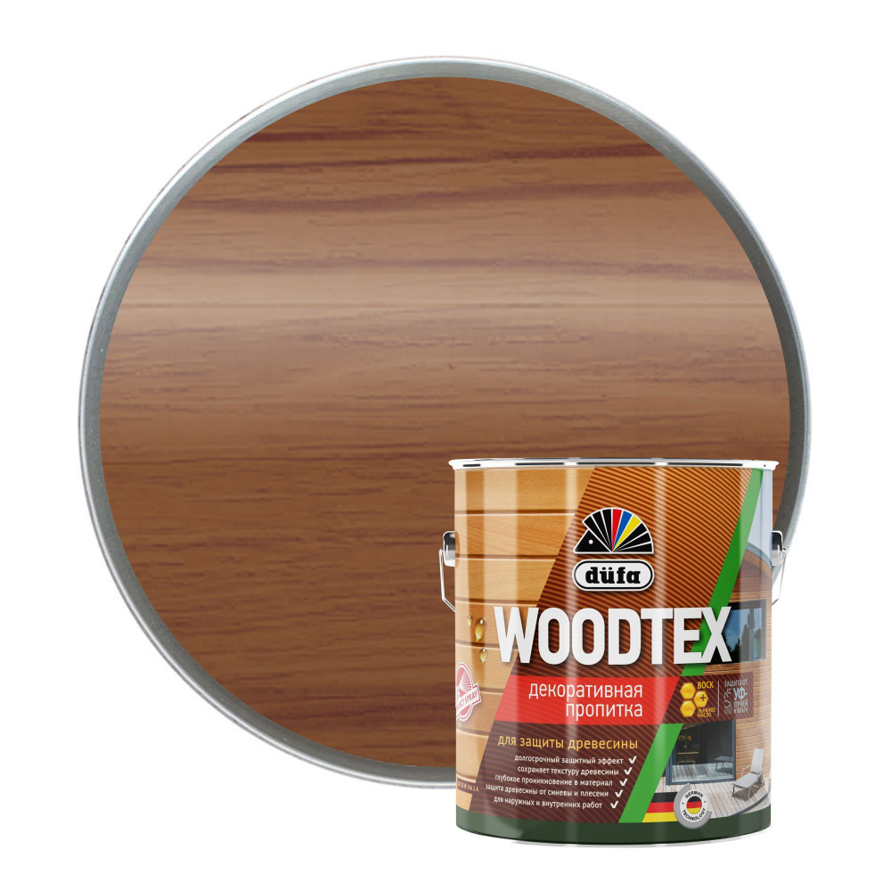 Пропитка декоративная для защиты древесины алкидная Dufa WOODTEX махагон 3 л  #1