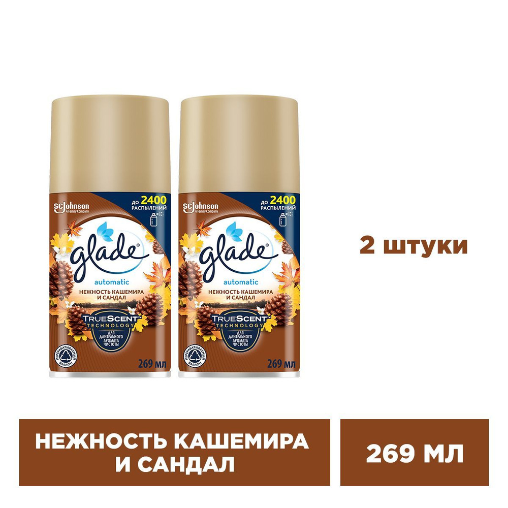 Glade сменный баллон Нежность кашемира и сандал, 269мл, 2шт #1