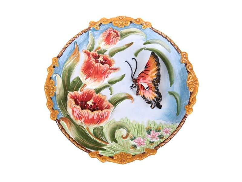 Тарелка декоративная из керамики LEFARD "БАБОЧКА И МАКИ" 21,5 х 3 см  #1