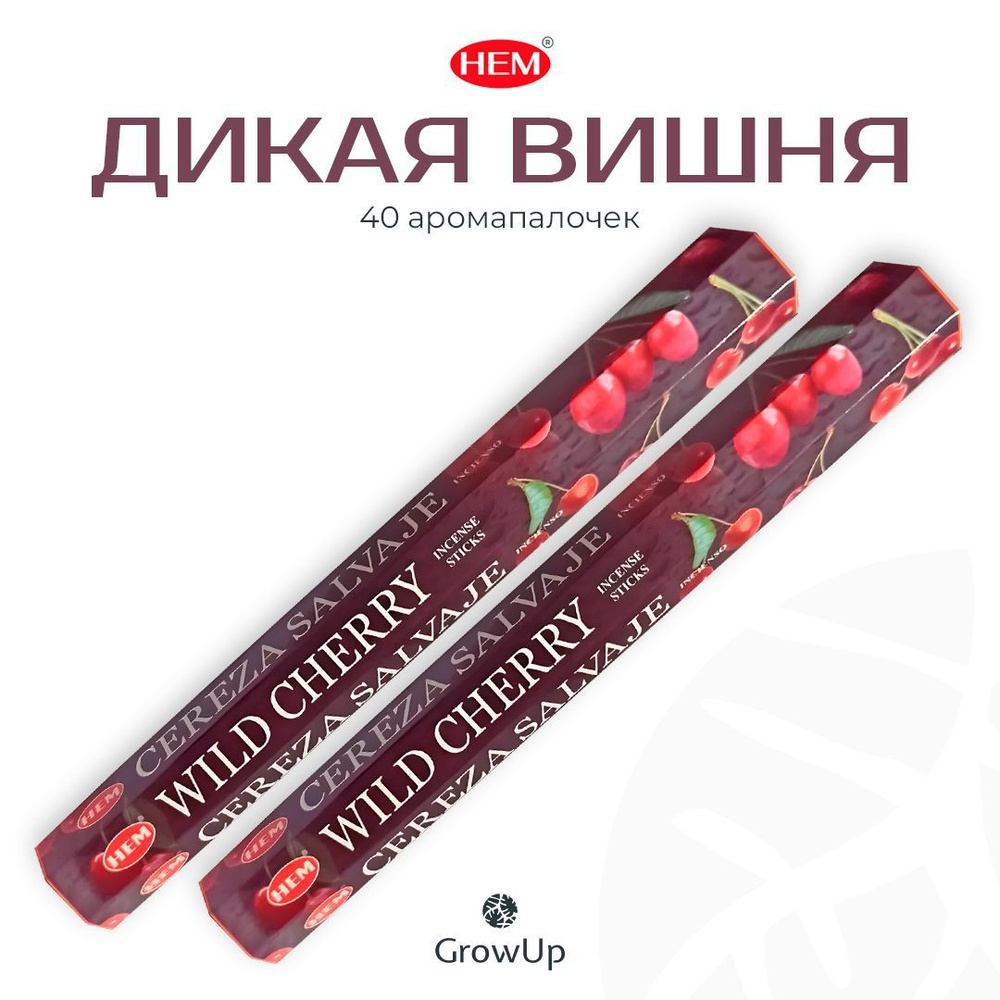 HEM Дикая Вишня - 2 упаковки по 20 шт - ароматические благовония, палочки, Wild Cherry - Hexa ХЕМ  #1