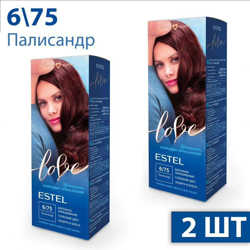Estel Love Стойкая крем-краска для волос тон 6/75 Палисандр EL6/75 2 шт  #1