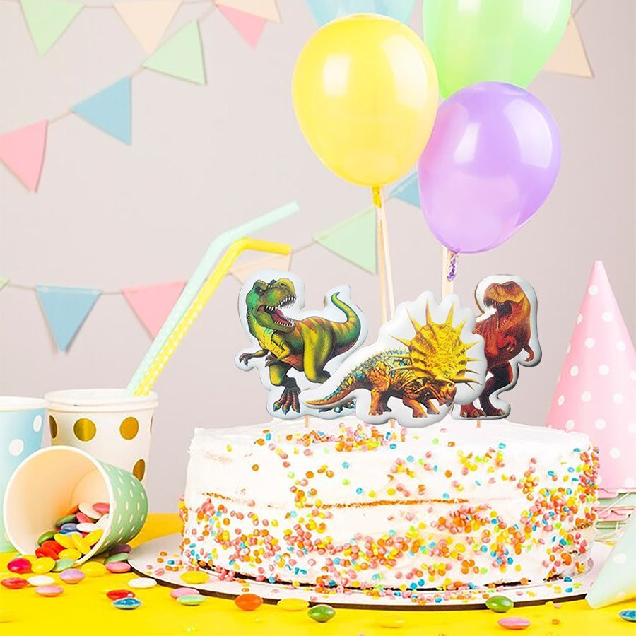 Пряники имбирные топперы на торт "Три Динозавра"/ на День рождения / Пряник в подарок  #1