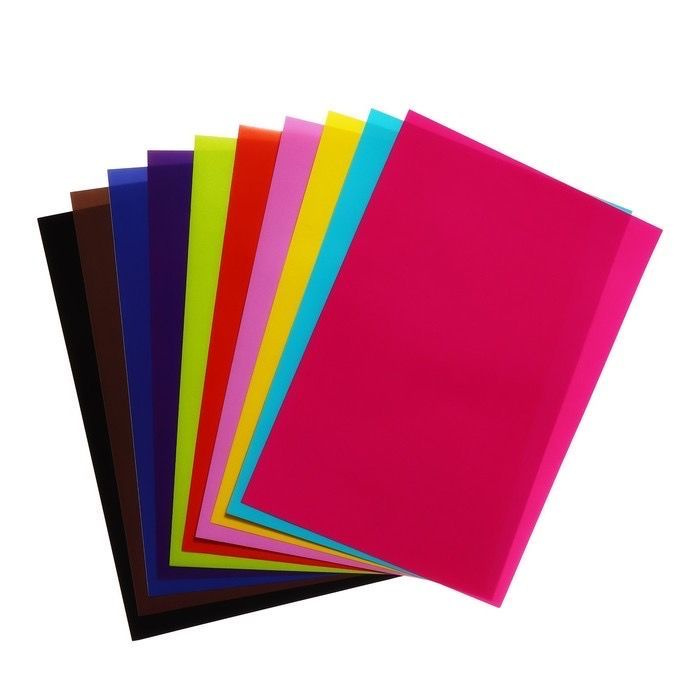 Бумага цветная формат А4 10 листов 10 цветов самоклеящаяся, плотность 70г/м3,11мкр  #1