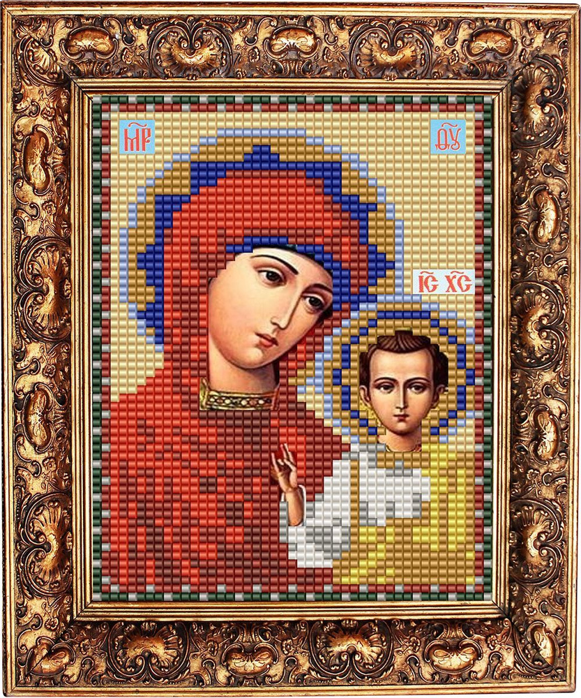 Основа, схема для вышивки вышивания, чешским бисером, икона Божией Матери Казанская 9,5 х 13,0 см  #1