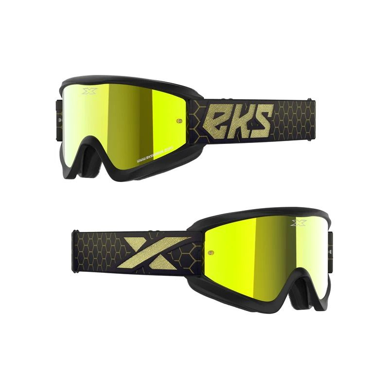 Мотоочки EKS (X) BRAND GOX Flat Out Goggle Black/Gold Metallic - Gold Mirror Lens #1