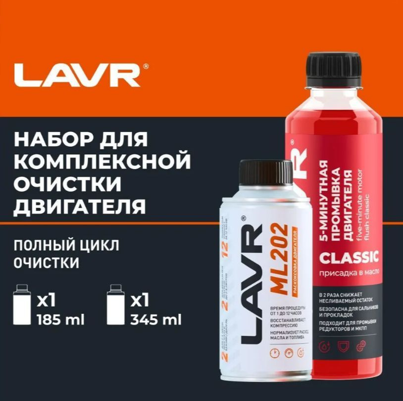 LAVR 2505 ML202 набор раскоксовывание двигателя 330 мл + 5-мин промывка  #1