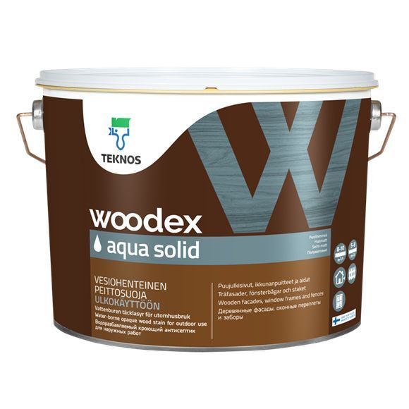 Teknos Woodex Aqua Solid/Текнос Вудекс Аква Солид, 2.7л,База PM3(Прозрачная),кроющая краска для наружных #1