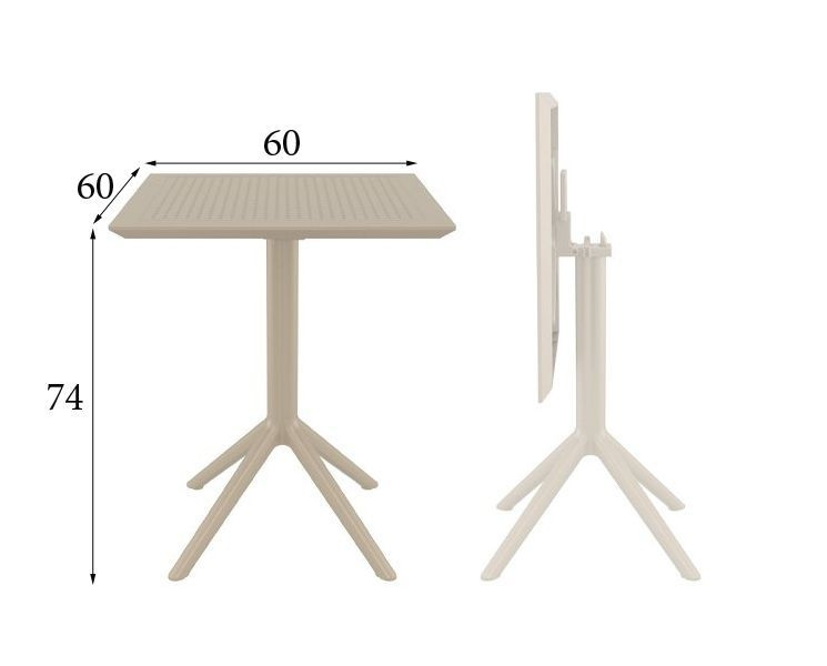 Обеденный складной стол Sky Folding Table 60х60 см, уличный, бежевый, Siesta  #1