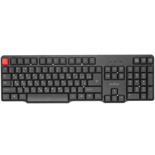 Клавиатура проводная Aceline K-504BU, мембранная, клавиш - 104, USB, черная  #1
