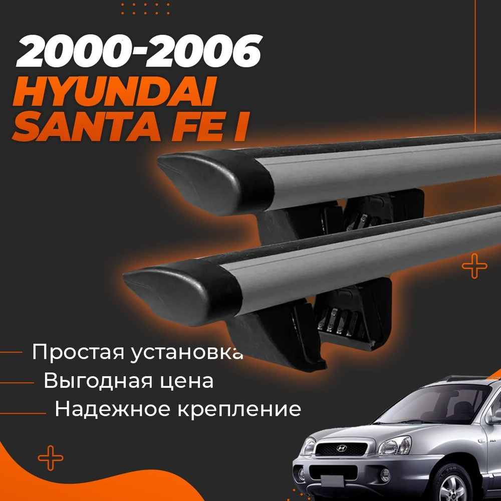 Багажник на крышу автомобиля Хендай Санта Фе 1 2000-2006 / Hyundai Santa Fe I Комплект креплений на рейлинги #1