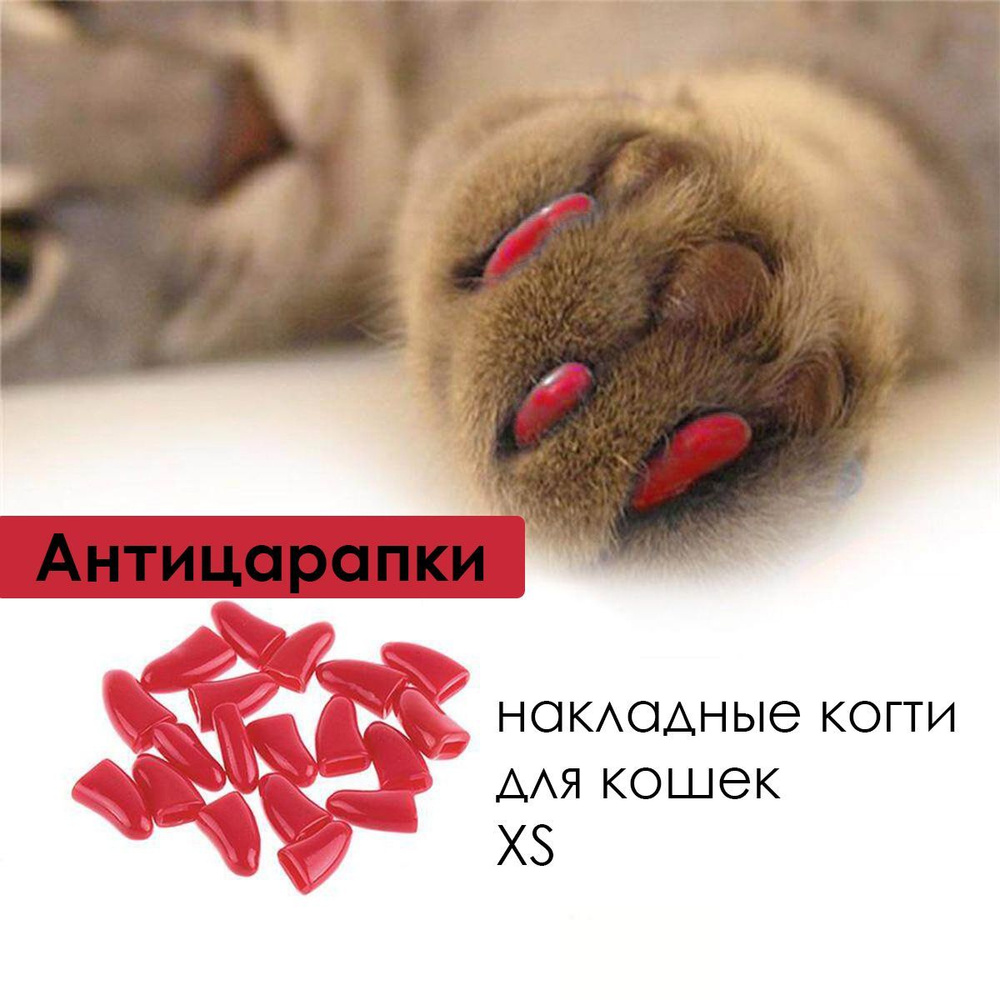 Антицарапки для кошек Top Pet / силиконовые колпачки накладные мягкие / накладки на когти XS 20 шт  #1