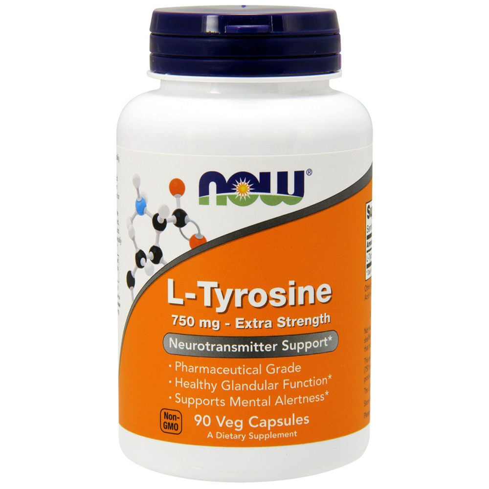 NOW L-Tyrosine 750 mg 90 vcaps, Л-Тирозин 750мг #1