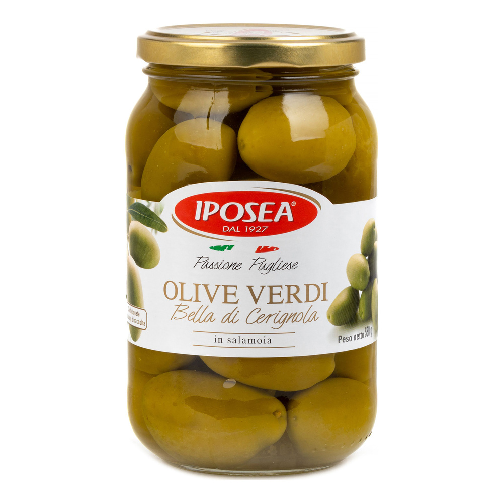 Оливки IPOSEA Белла Чериньола, с косточкой, 530 г #1