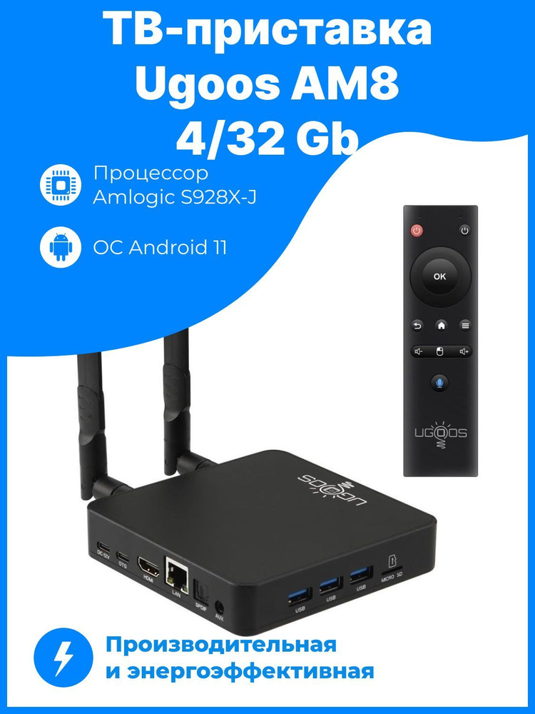 Смарт ТВ приставка Ugoos AM8 4/32Gb (WiFi-6E) c Bluetooth пультом #1