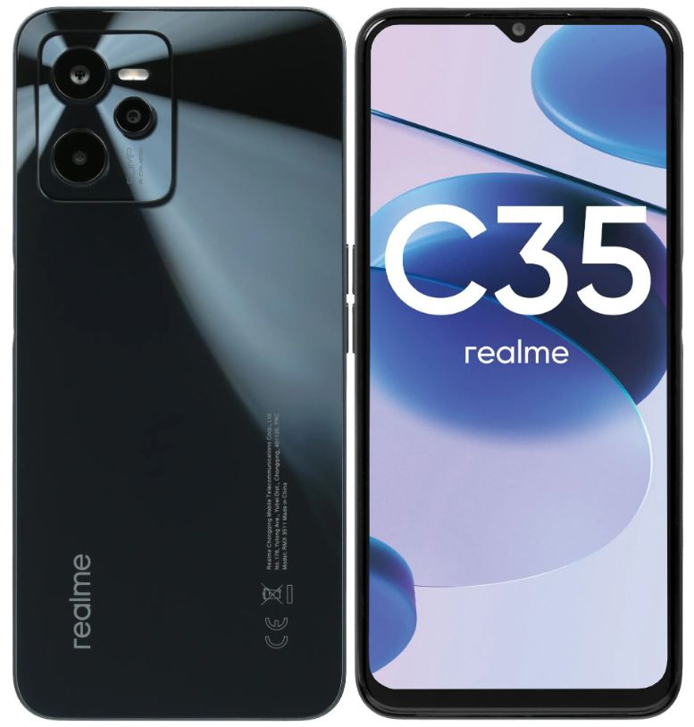 realme Смартфон 6,6" C35 128 ГБ (6042396) черный 4/128 ГБ, черный #1