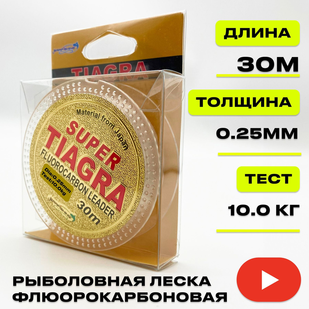 Леска для зимней рыбалки TIAGRA ERAFISHING флюорокарбоновая 0,25 мм, 10.0 кг, 30 м  #1