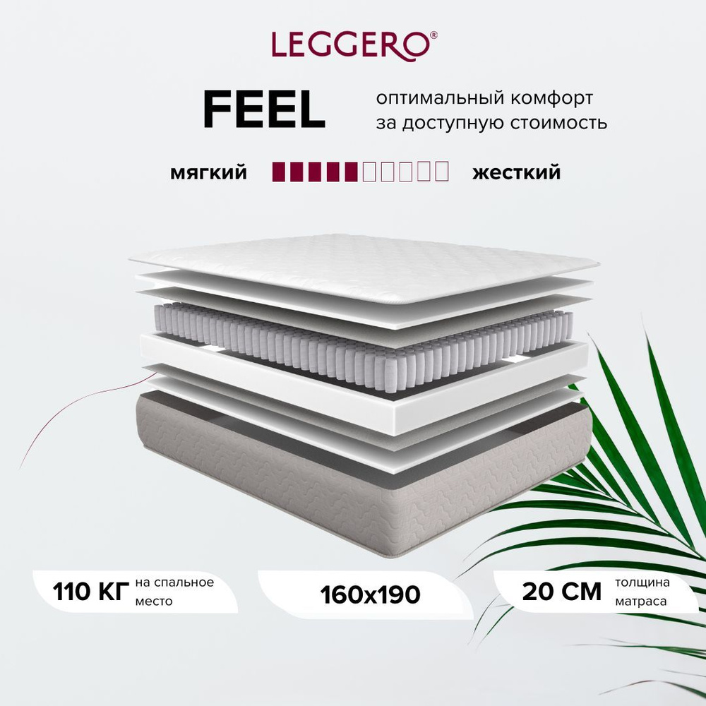 Анатомический матрас Leggero Feel 160х190 ортопедический независимые пружины  #1